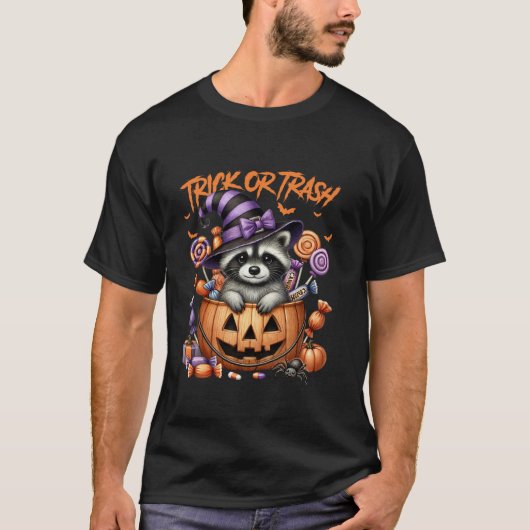 Funny Raccoon Halloween Spooky Trash Vibes Women M T-shirt (Voorkant)