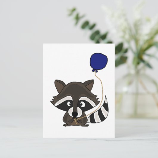 Funny Raccoon Holding ballon Briefkaart (Staand voorkant)