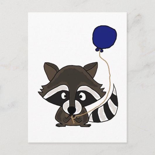 Funny Raccoon Holding ballon Briefkaart (Voorkant)