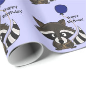 Funny Raccoon Holding ballon Cadeaupapier (Rol Hoek)