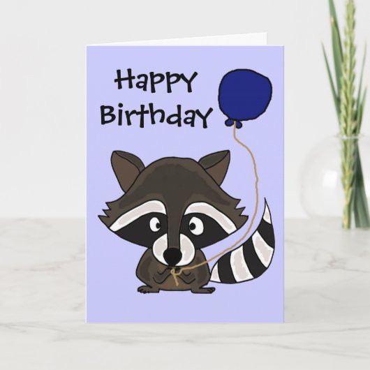 Funny Raccoon Holding ballon Kaart (Voorkant)