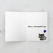 Funny Raccoon Holding ballon Kaart (Binnen)