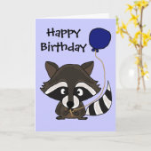 Funny Raccoon Holding ballon Kaart (Gele Bloem)