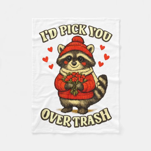 Funny Raccoon I’d Ck You Over Trash Valentines Day Fleece Deken (Voorkant)