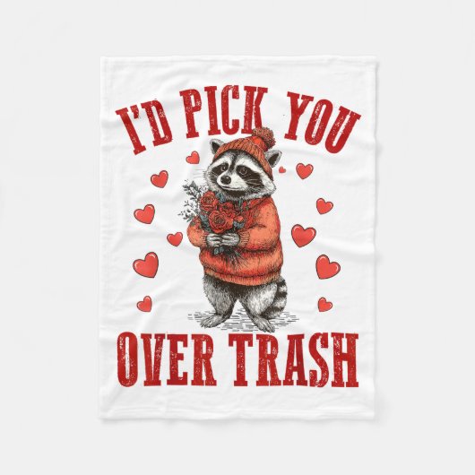 Funny Raccoon I’d Ck You Over Trash Valentines Day Fleece Deken (Voorkant)
