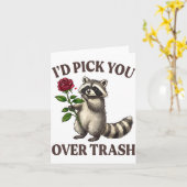 Funny Raccoon I’d Ck You Over Trash Valentines Day Kaart (Gele Bloem)