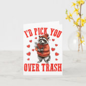 Funny Raccoon I’d Ck You Over Trash Valentines Day Kaart (Gele Bloem)