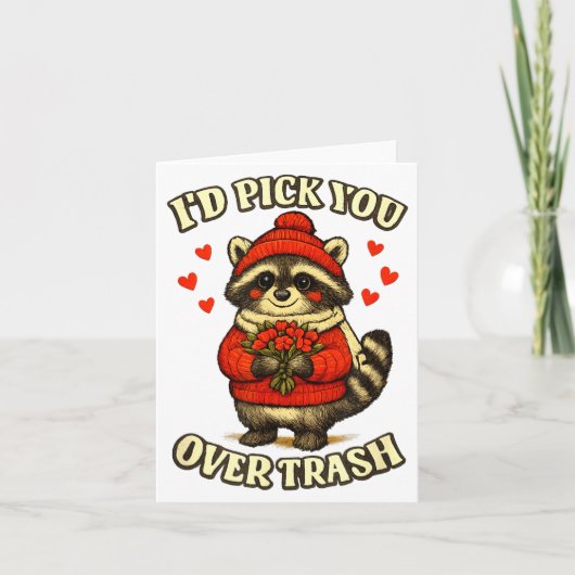 Funny Raccoon I’d Ck You Over Trash Valentines Day Kaart (Voorkant)