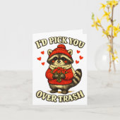 Funny Raccoon I’d Ck You Over Trash Valentines Day Kaart (Gele Bloem)