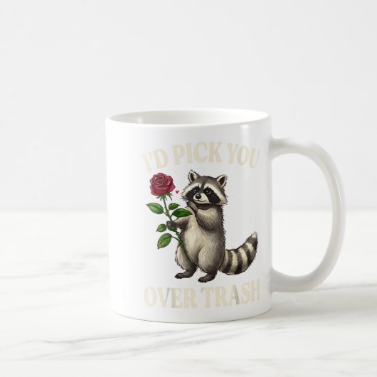 Funny Raccoon I’d Ck You Over Trash Valentines Day Koffiemok (Rechts)