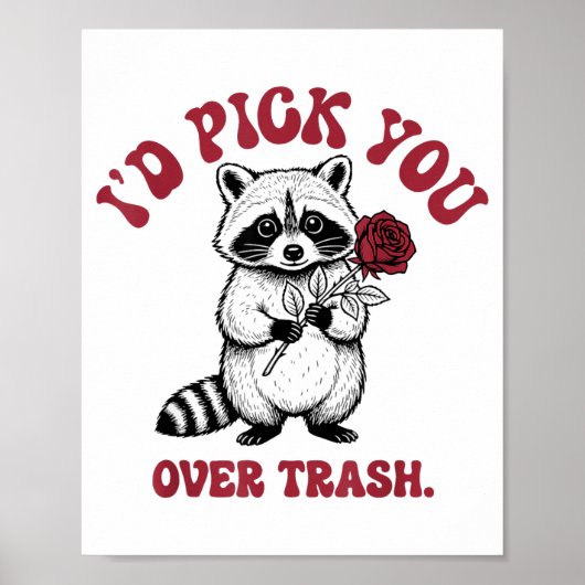 Funny Raccoon I’d Ck You Over Trash Valentines Day Poster (Voorkant)