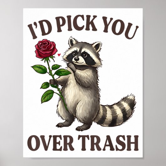 Funny Raccoon I’d Ck You Over Trash Valentines Day Poster (Voorkant)