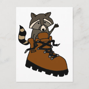 Funny Raccoon in Hiking Boot Briefkaart