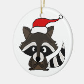 Funny Raccoon in Santa Hat-kerstkunst Keramisch Ornament (Links)