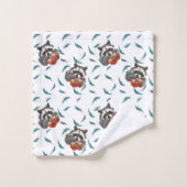 Funny Raccoon met appels Schuddieren Bad Handdoek (Wasdoekje)