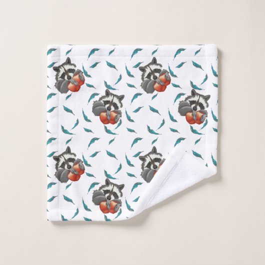 Funny Raccoon met appels Schuddieren Bad Handdoek (Wasdoekje)