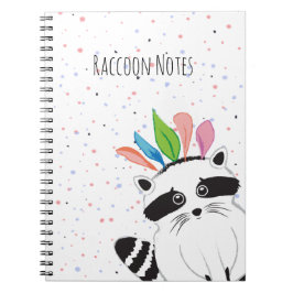 Funny Raccoon met veren op zijn hoofd Notitieboek
