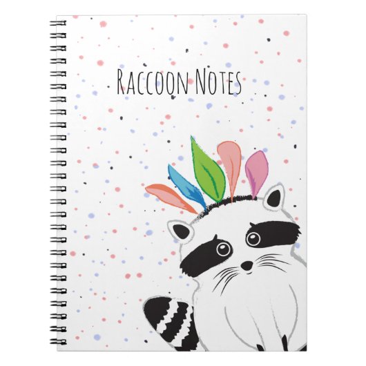 Funny Raccoon met veren op zijn hoofd Notitieboek (Voorkant)