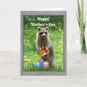 Funny Raccoon Moederdag Kaart (Voorkant)