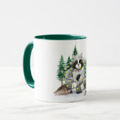 Funny Raccoon Mok met tweetone koffie voor kerstmi (Voorkant links)