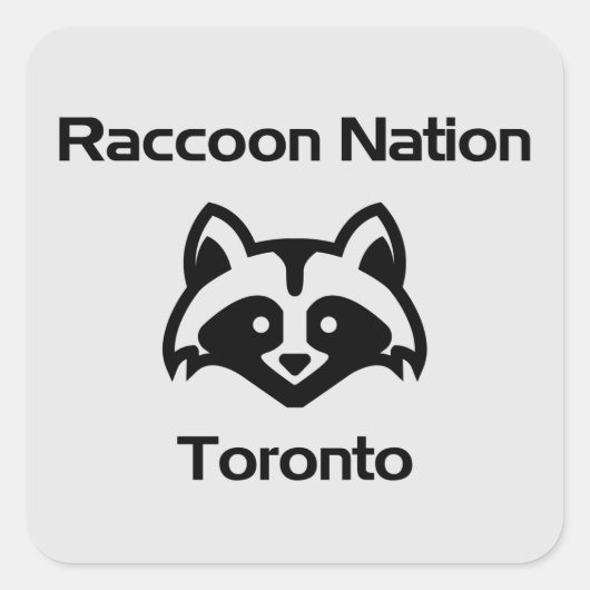 Funny Raccoon Nation Toronto Light-Monotone Vierkante Sticker (Voorkant)