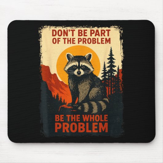 Funny Raccoon Nature Wildlife Outdoor Graphic Sarc Muismat (Voorkant)