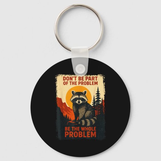 Funny Raccoon Nature Wildlife Outdoor Graphic Sarc Sleutelhanger (Voorkant)