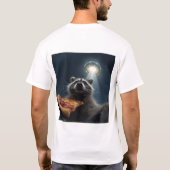 Funny Raccoon Pizza UFO Selfie T-Shirt  (Achterkant)