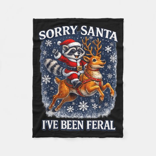 Funny Raccoon Riding Reindeer Sorry Santa Christma Fleece Deken (Voorkant)