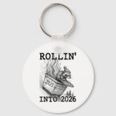 Funny Raccoon Rollin' Into 2026 Dumpster Fire New  Sleutelhanger (Voorkant)