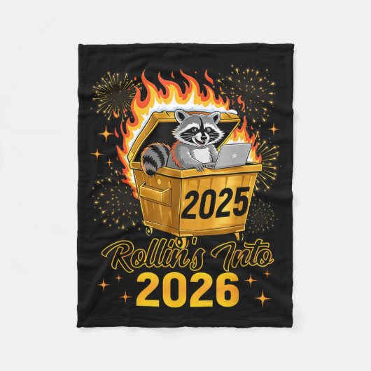 Funny Raccoon Rollin's Into 2026 New Year Matching Fleece Deken (Voorkant)