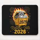 Funny Raccoon Rollin's Into 2026 New Year Matching Muismat (Voorkant)