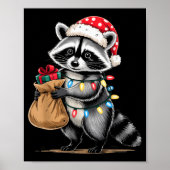 Funny Raccoon Santa Hat Animals Lovers Ugly Christ Poster (Voorkant)