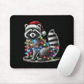 Funny Raccoon Santa Hat Christmas Tree Lights Paja Muismat (Met muis)