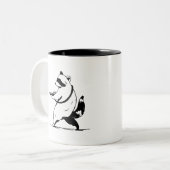 Funny Raccoon Shooter Tweekleurige Koffiemok (Voorkant links)