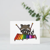 Funny Raccoon Spel Colorful Xylophone Briefkaart (Staand voorkant)