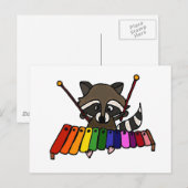 Funny Raccoon Spel Colorful Xylophone Briefkaart (Voorkant / Achterkant)