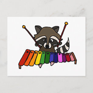 Funny Raccoon Spel Colorful Xylophone Briefkaart