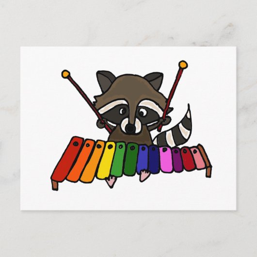 Funny Raccoon Spel Colorful Xylophone Briefkaart (Voorkant)