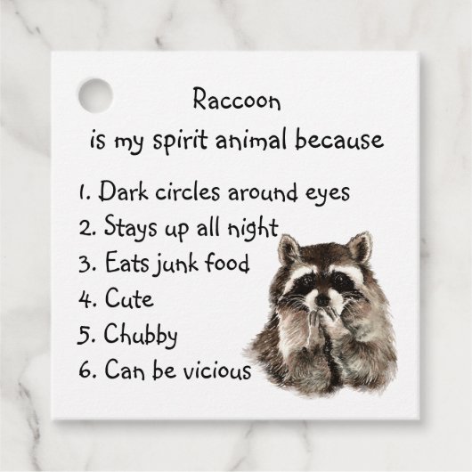 Funny Raccoon Spirit Animal Humor Bedankjes Labels (Voorkant)