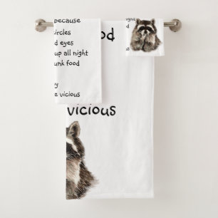 Funny Raccoon Spirit Animal Humor Cute Waterverf Bad Handdoek
