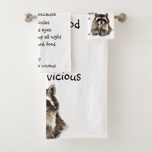 Funny Raccoon Spirit Animal Humor Cute Waterverf Bad Handdoek (Insitu)