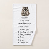 Funny Raccoon Spirit Animal Humor Cute Waterverf Bad Handdoek (Handdoek)