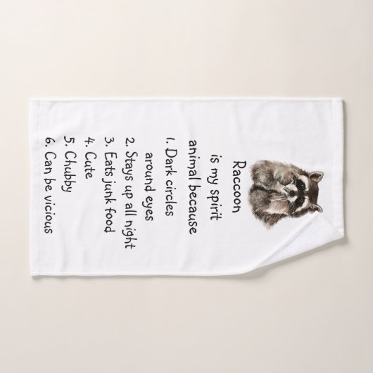 Funny Raccoon Spirit Animal Humor Cute Waterverf Bad Handdoek (Handdoek)