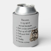 Funny Raccoon Spirit Animal Humor Cute Waterverf Blikjeskoeler (Blikje Voorkant)