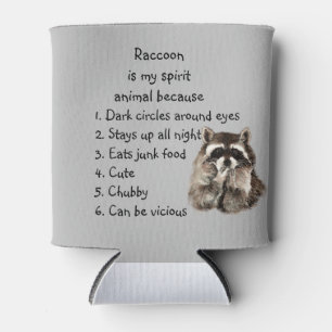 Funny Raccoon Spirit Animal Humor Cute Waterverf Blikjeskoeler