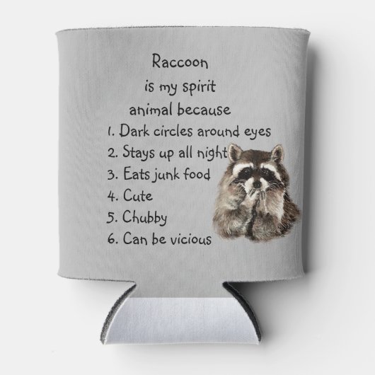 Funny Raccoon Spirit Animal Humor Cute Waterverf Blikjeskoeler (Voorkant)