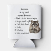 Funny Raccoon Spirit Animal Humor Cute Waterverf Blikjeskoeler (Achterkant)