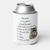 Funny Raccoon Spirit Animal Humor Cute Waterverf Blikjeskoeler (Blikje Achterkant)