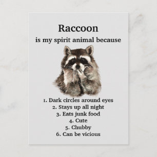 Funny Raccoon Spirit Animal Humor Cute Waterverf Briefkaart